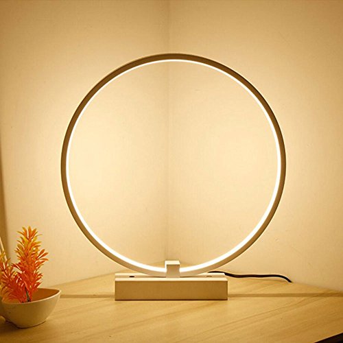 LIVY Kreative aus Aluminium Tischlampe, moderne Art Nachttischlampe einfaches Schlafzimmer trendy Circle LED Tisch & Nachttisch Lampe, 40cm