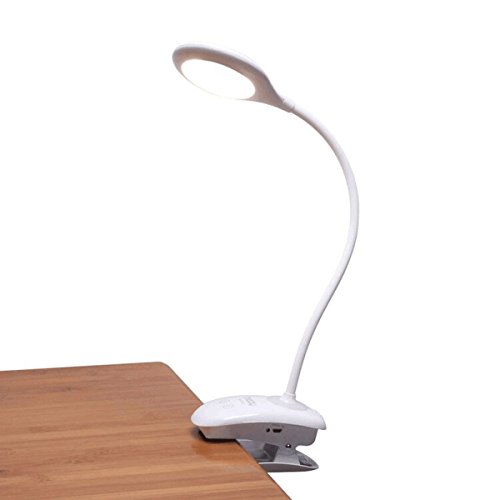 Miady dimmbar Klemmleuchte LED-Schreibtisch-Lampe Leselampe Nachttisch mit integriertem 2200 MAh Akku 4000 K warmweiß eye-protect
