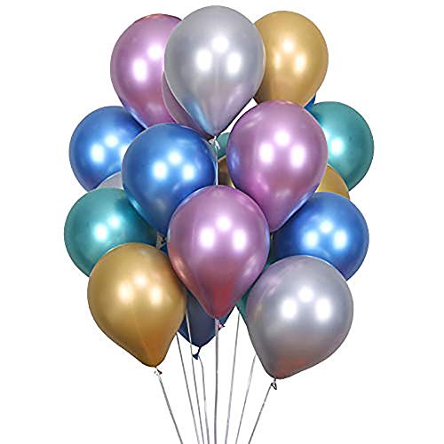ODJOY-FAN 54 Stück Ballon, Metallisch Farbe Ballon Glänzend Metallisch Latex Ballons Zum Geburtstag Hochzeit Party Ballon Wohnaccessoires Balloons Metallic Latex Balloons (Multicolor,54 PC)