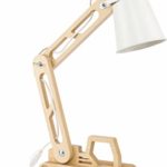 Schreibtischlampe Holz Kinderlampe Leselampe E27 Retro Design für Schreibtisch und Nachttisch regulierbar LED-Leuchtmittel, Weiß Kinder Jungen Mädchen 6W Tischlampe verstellbar (Lift 2993)