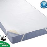 Tofern Matratzenauflagen Bettlake Bettauflage mit 4 Gummibänder 100% wasserdicht Bambus für Allergiker knistern NICHT robust 10 Jahre Garantie, 90x190
