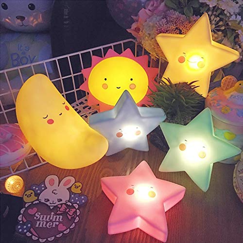 Yukio HomeFun - Nachtlicht LED Lampe Wolke Stern Mond Design,süße Nachttisch Lampe für Babyzimmer, Schlafzimmer, Wohnräume, Nachtlichter Geschenk (Wolke Rosa)