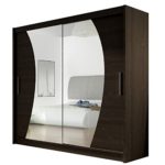 Kleiderschrank mit Spiegel London IX, Schwebetürenschrank, Schiebetürenschrank, Modernes Schlafzimmerschrank 180x215x57cm, Garderobe, Schlafzimmer