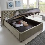 Designer Bett mit Bettkasten ELSA Samt-Stoff Polsterbett Lattenrost Doppelbett Stauraum Holzfuß schwarz